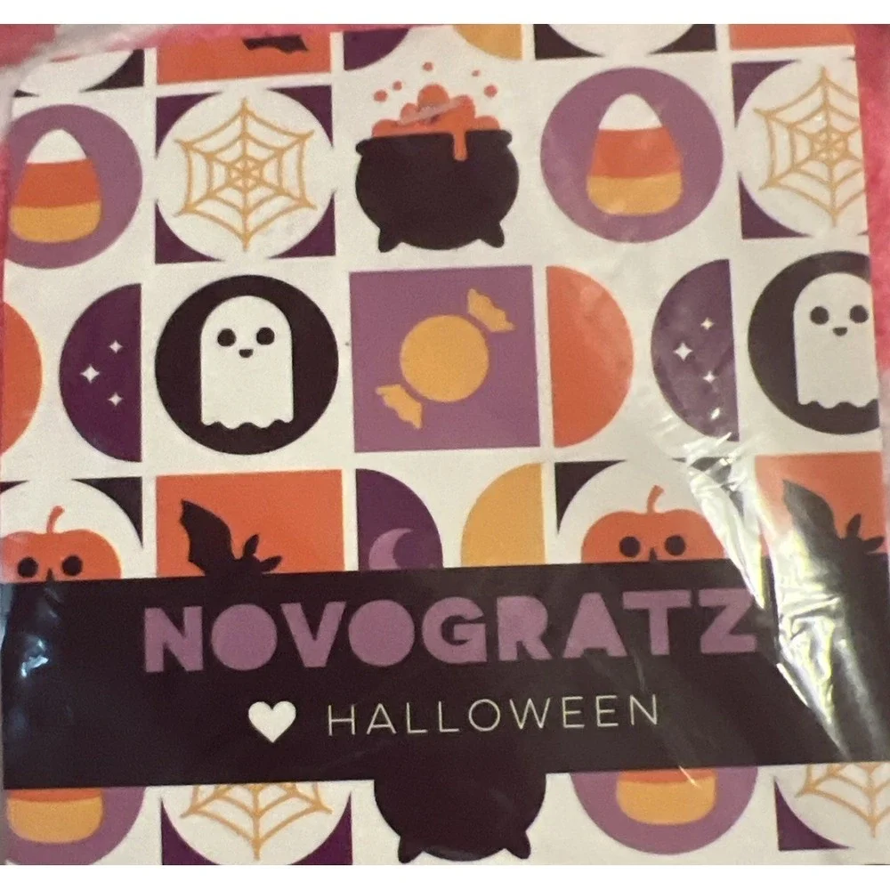 New Novogratz Feather Knit Happy Halloween Pumpkin Throw Blanket 50x70 Pink